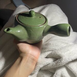 Lightly Used Green Ceramic Side-Handle Teapot
